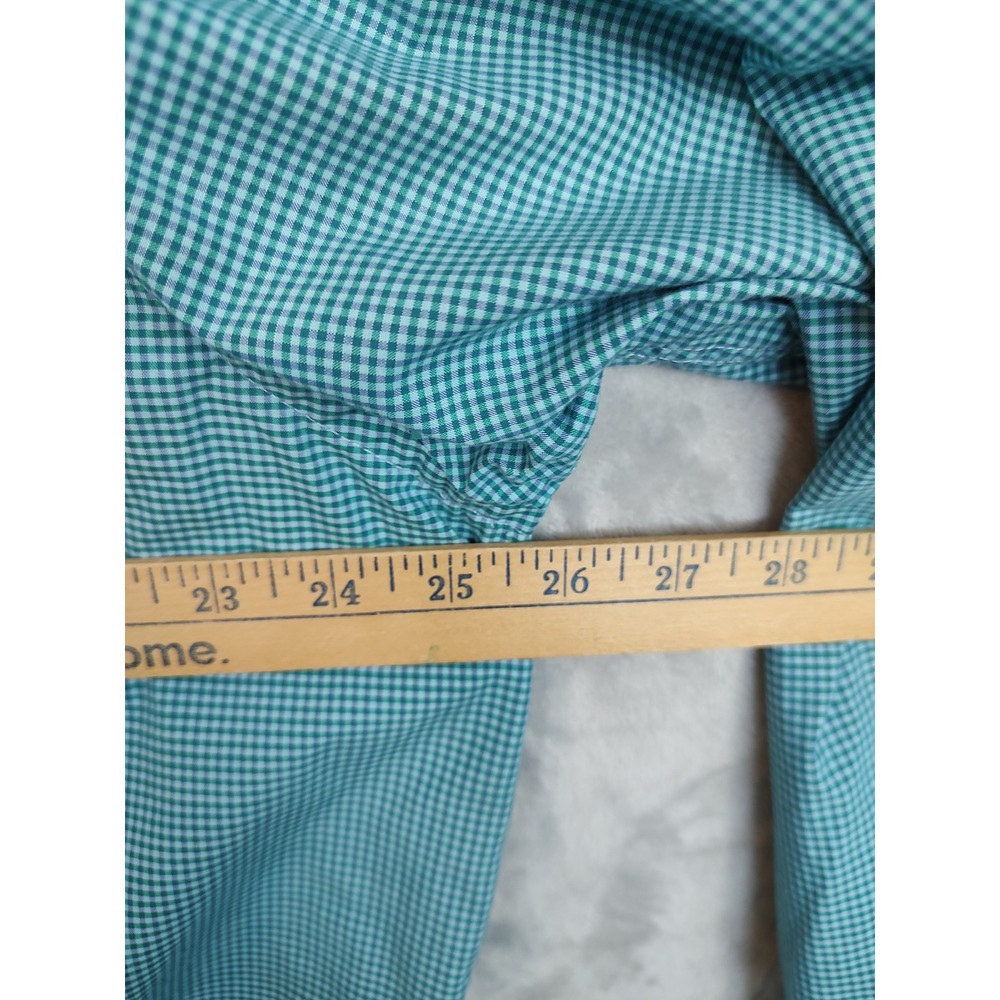 Alan Flusser Mens XL Teal Gingham Check Cotton Button Down Shirt Long Sleeve - Picture 6 of 10